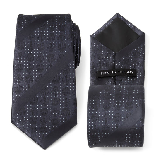 Mandalorian Blue Stripe Dotted Men's Tie Image 1