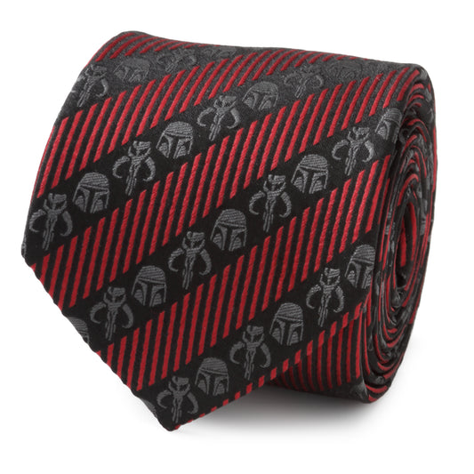 Mandalorian Black Red Stripe Men's Tie Image 1