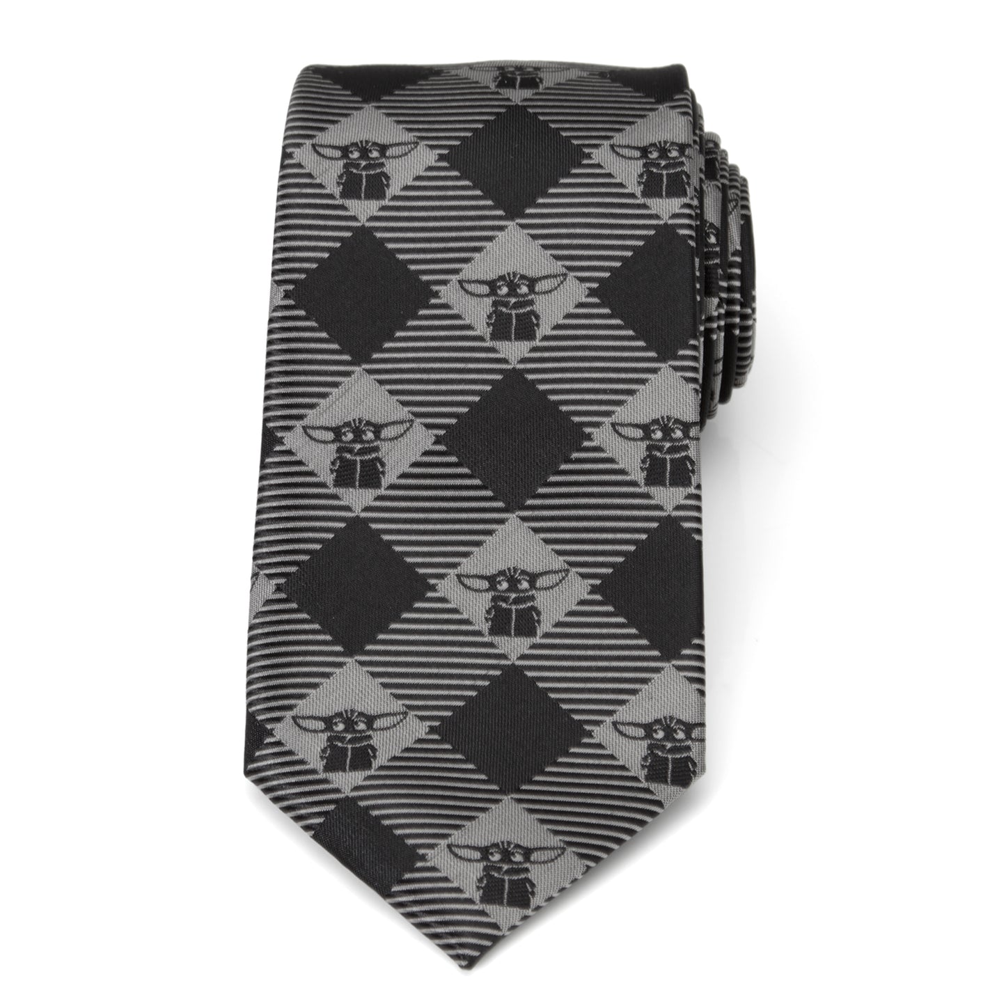 Star Wars The Child Plaid Check Black Men's Tie Image 3