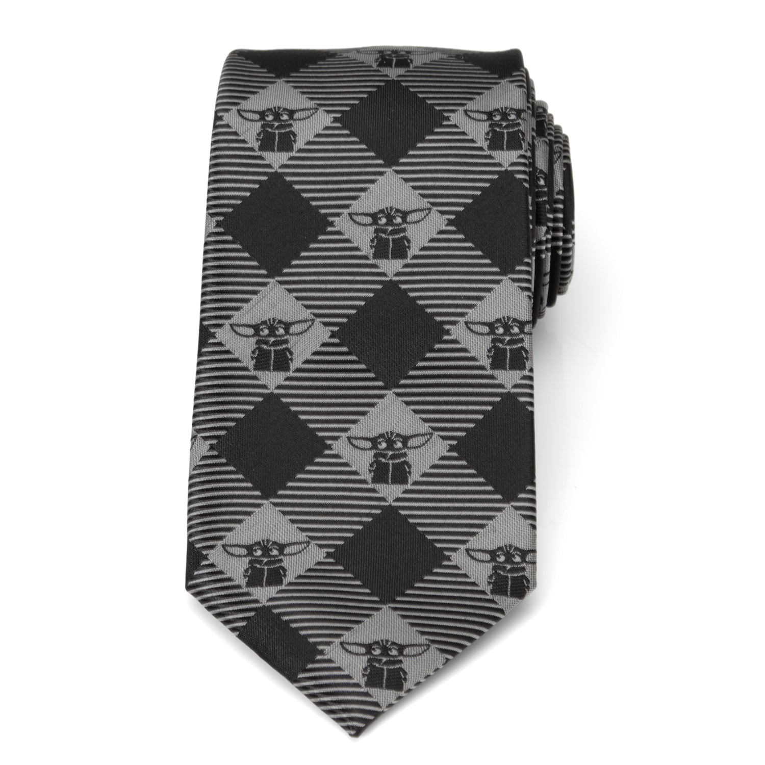 Star Wars The Child Plaid Check Black Men's Tie Image 3