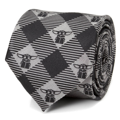 Star Wars The Child Plaid Check Black Men's Tie Image 1