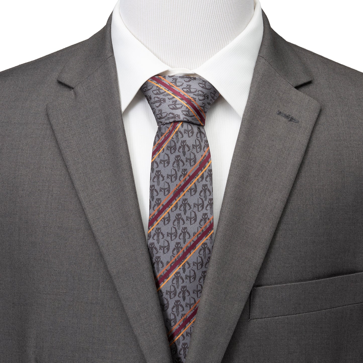 Star Wars Mando Stripe Gray Men's Tie Image 2