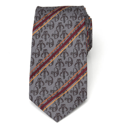 Star Wars Mando Stripe Gray Men's Tie Image 3