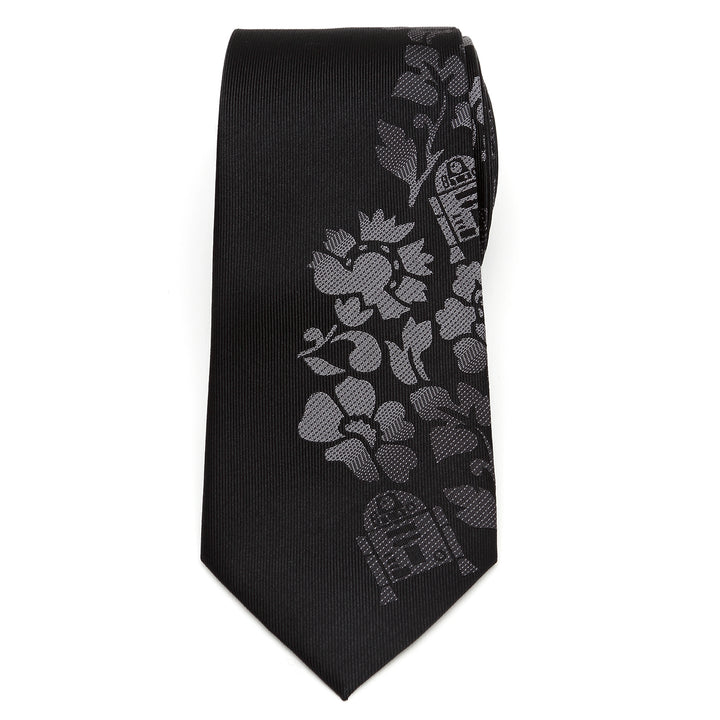 R2D2 Floral Black Men's Tie Image 3