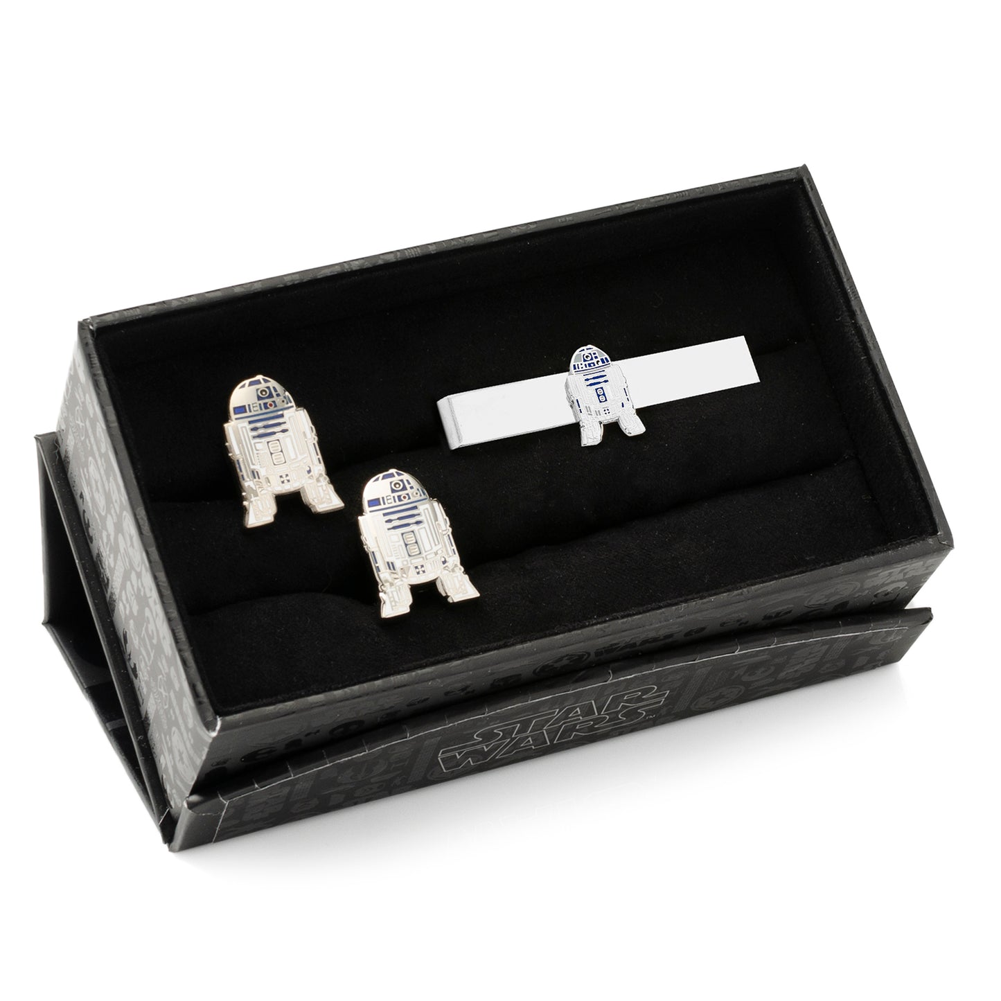 R2D2 Transparent Enamel Cufflinks and Tie Bar Gift Set Image 2