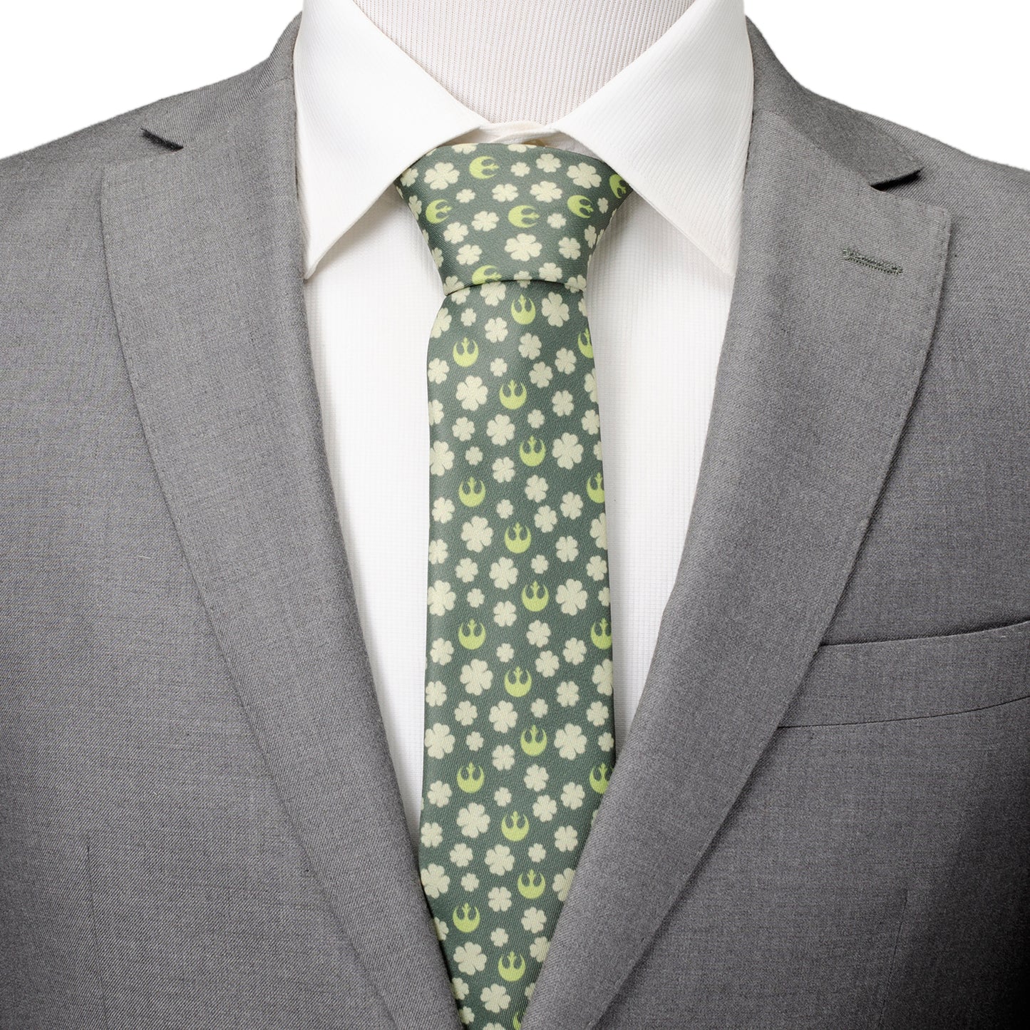 Rebel Shamrock Green Hidden Message Men's Tie Image 2