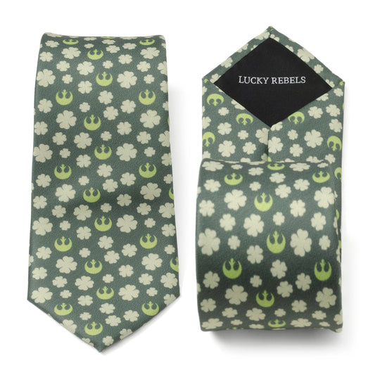 Rebel Shamrock Green Hidden Message Men's Tie Image 1