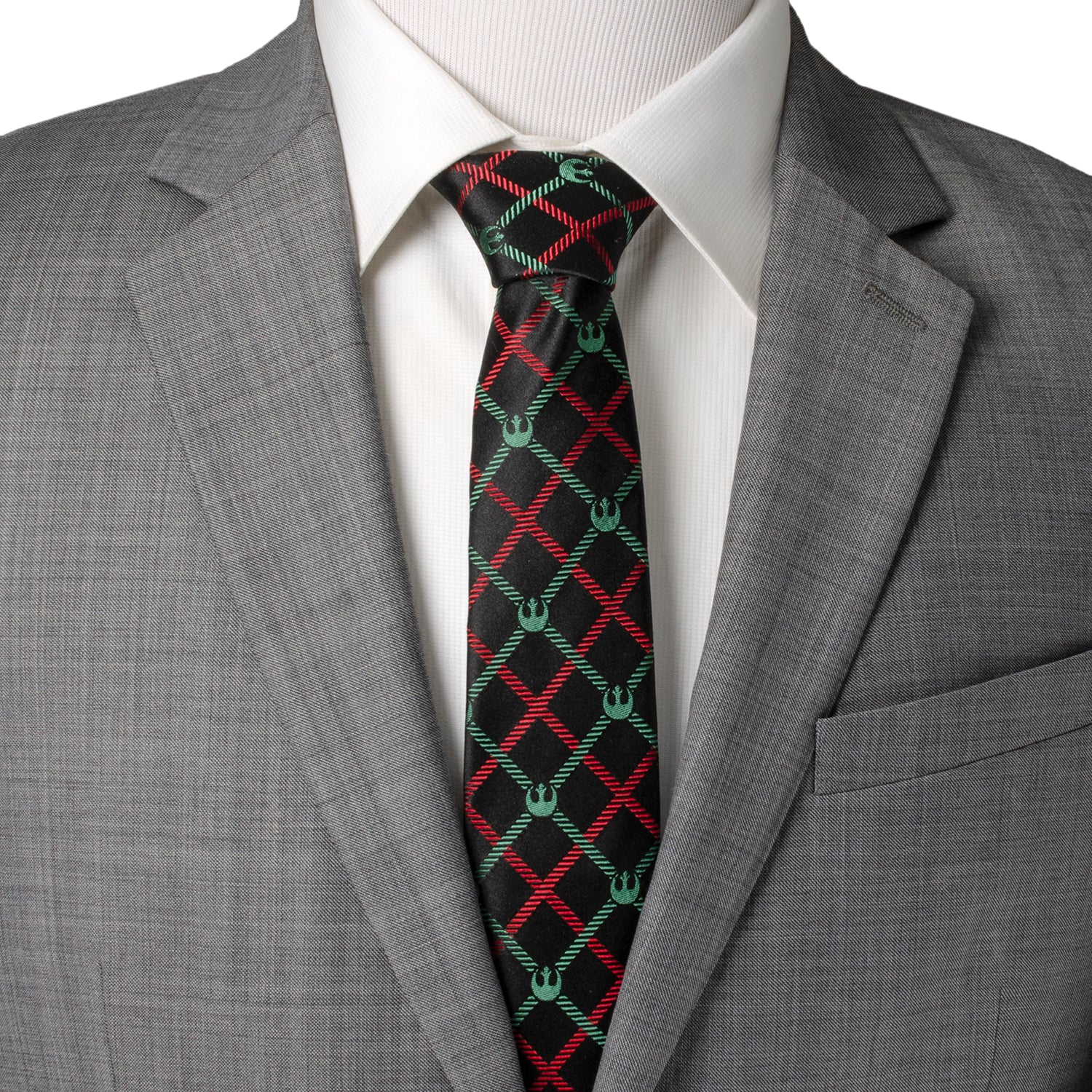 Rebel Red/Green Plaid Men's Tie Image 2