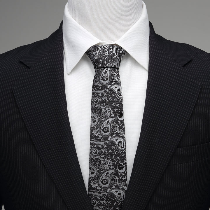 Vader Paisley Black and White Men's Tie Image 2