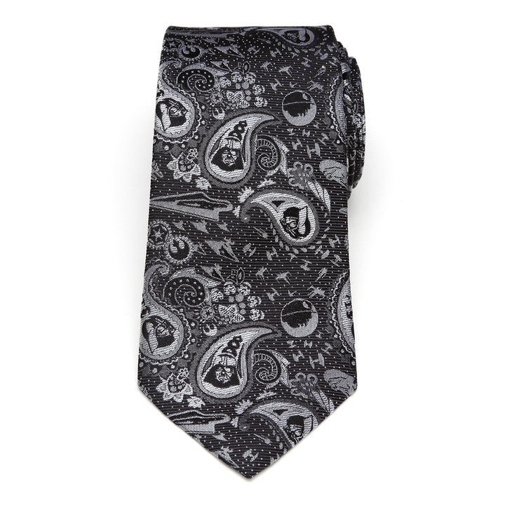Vader Paisley Black and White Men's Tie Image 3