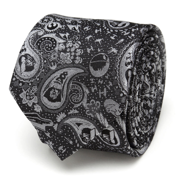 Vader Paisley Black and White Men's Tie Image 1