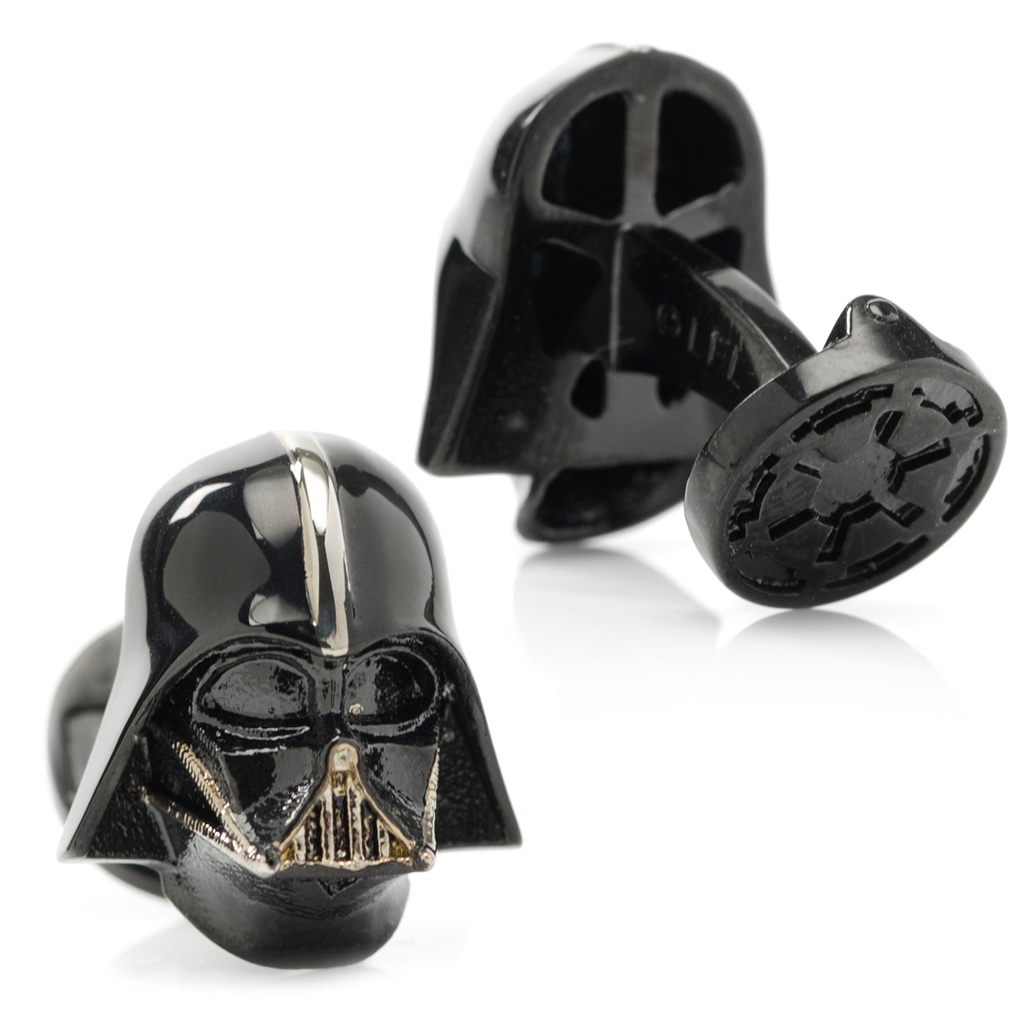 3D Darth Vader Satin Black Cufflinks Image 2