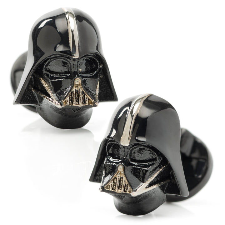 3D Darth Vader Satin Black Cufflinks Image 1