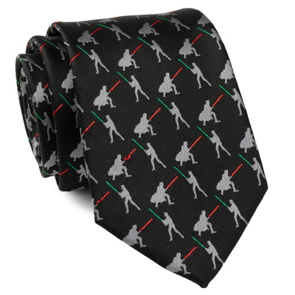 Vader v. Luke Battle Lightsaber Black Mens Tie Image 7