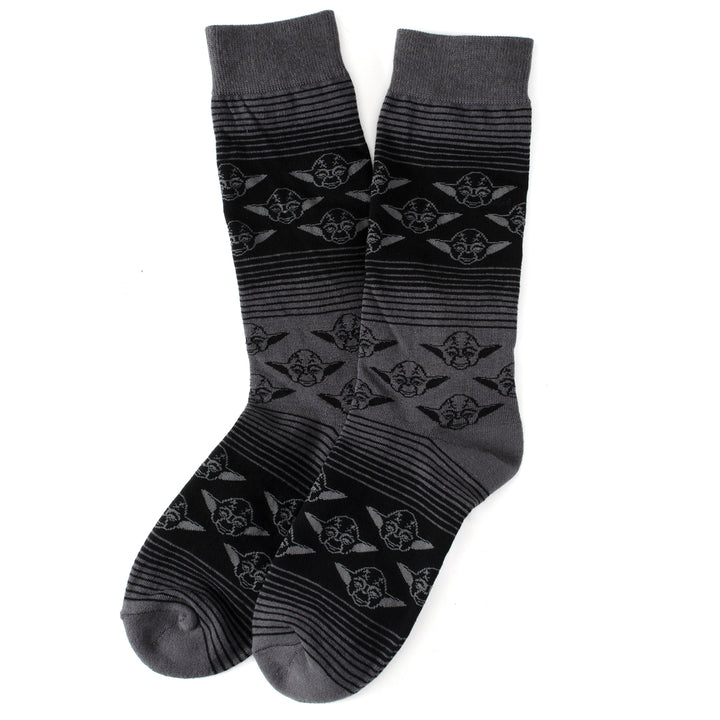 Yoda Black Charcoal Ombre Stripe Socks Image 2