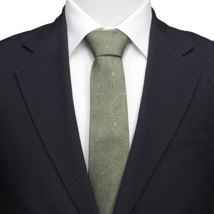 Yoda Paisley Sage Green Silk Men's Tie Image 2