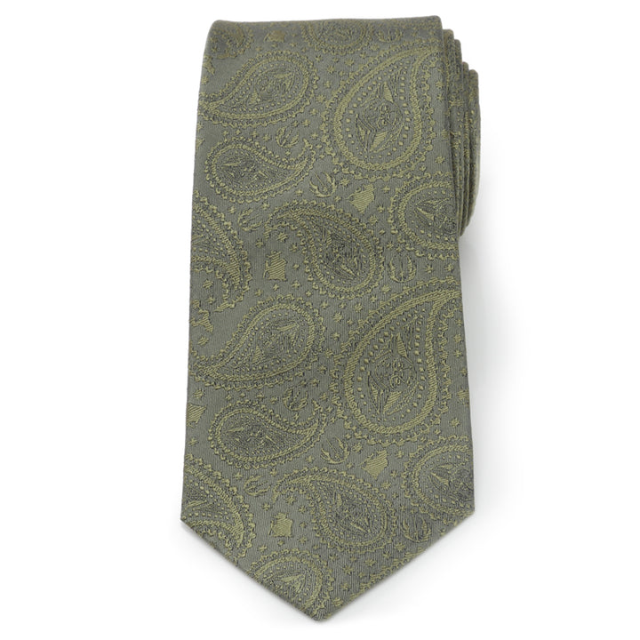 Yoda Paisley Sage Green Silk Men's Tie Image 3