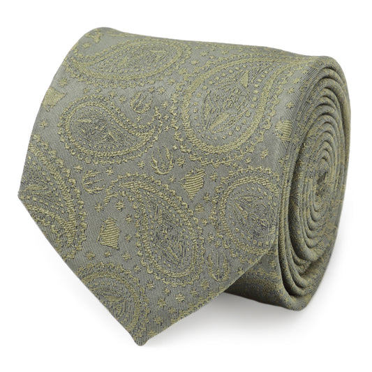 Yoda Paisley Sage Green Silk Men's Tie Image 1