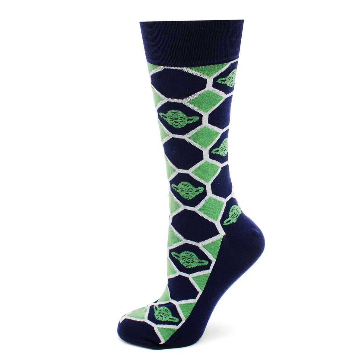 Star Wars Yoda Green and Navy Checkered Dress Socks and Jedi Crest Lapel Pin Gift Set Image 2