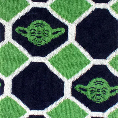 Channel the wisdom of the Jedi with the Yoda Navy Checker Gift Set. This elegant set includes a pair of navy and green socks featuring a checkerboard pattern with the iconic image of Master Yoda and our Jedi Symbol Lapel Pin. Perfect for the Star Wars aficionado, these accessories add a touch of Jedi sophistication to any outfit. Showcase your connection to the Force and the legendary Yoda with every step and detail. Image 3