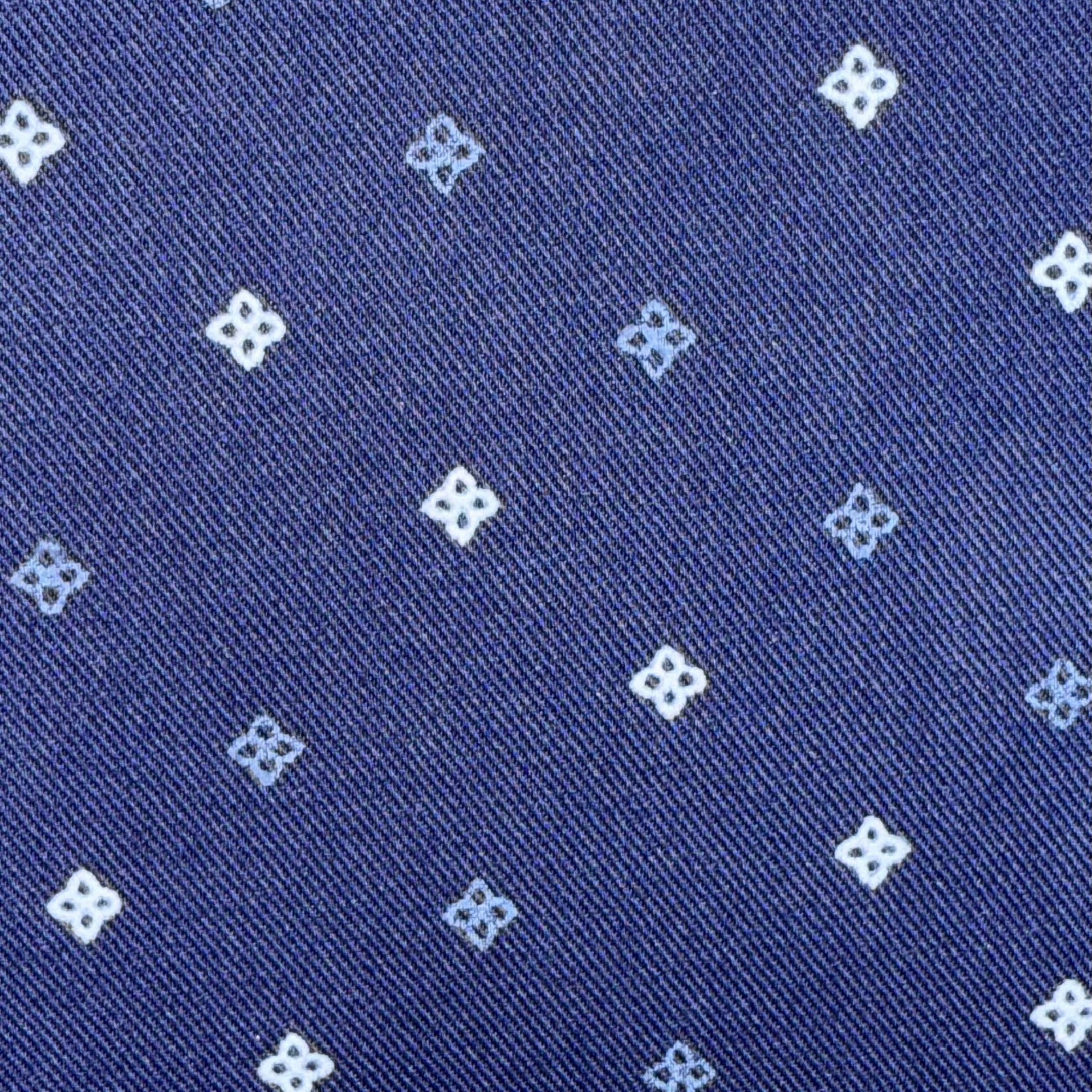 goTIELESS Ultimate Dress Shirt (Navy Four-Petal Microprint)