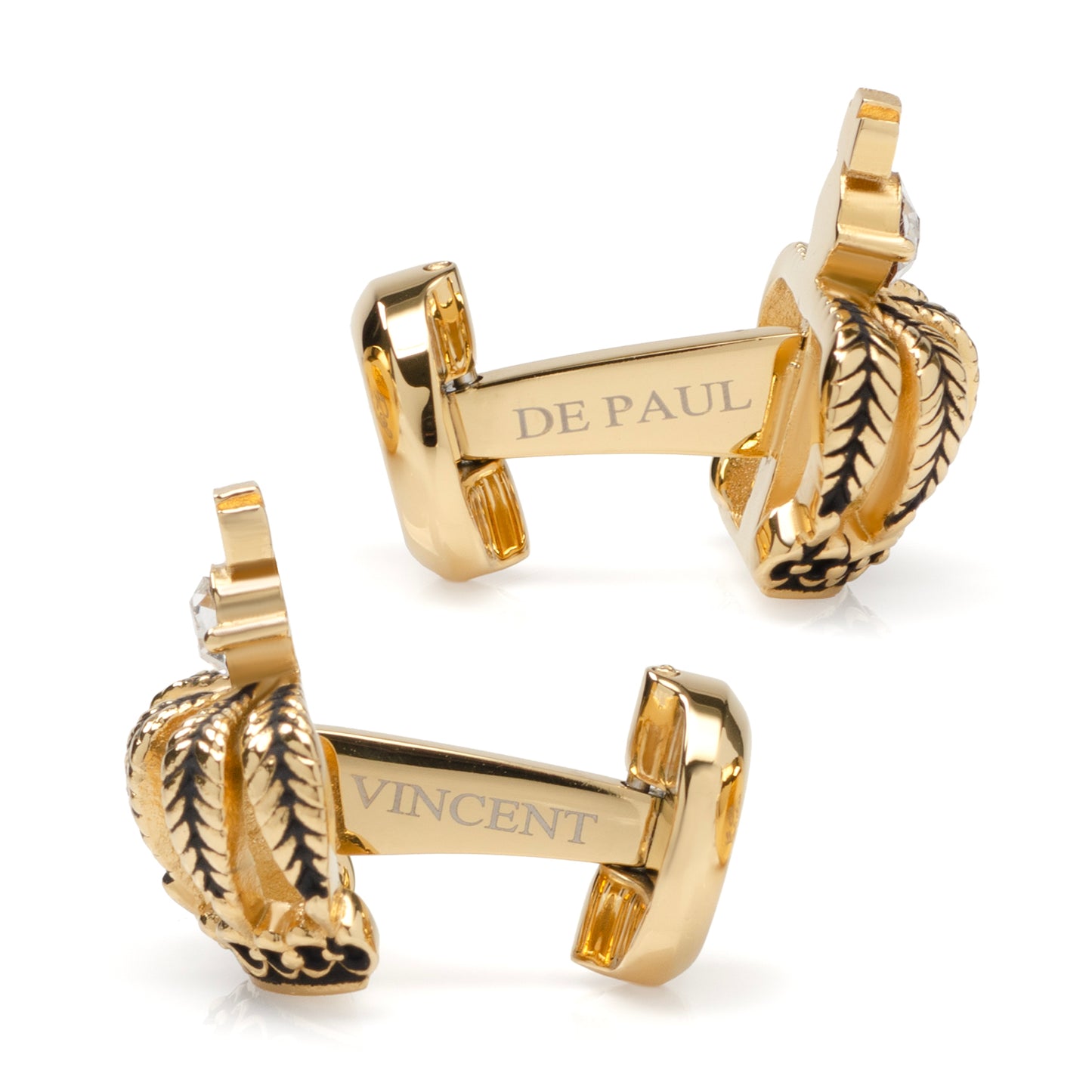 3D Gold Crown Crystal Cufflinks Image 4