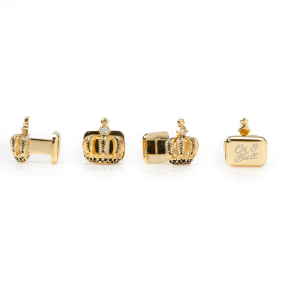 VDP 3D Crown Gold Crystal Stud Set Image 3