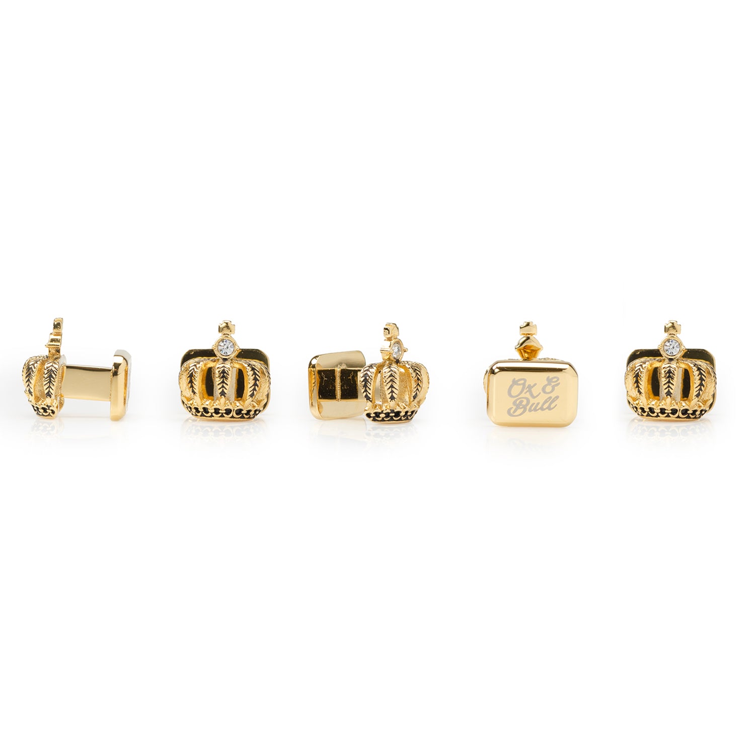 VDP 3D Crown Gold Crystal Stud Set Image 3