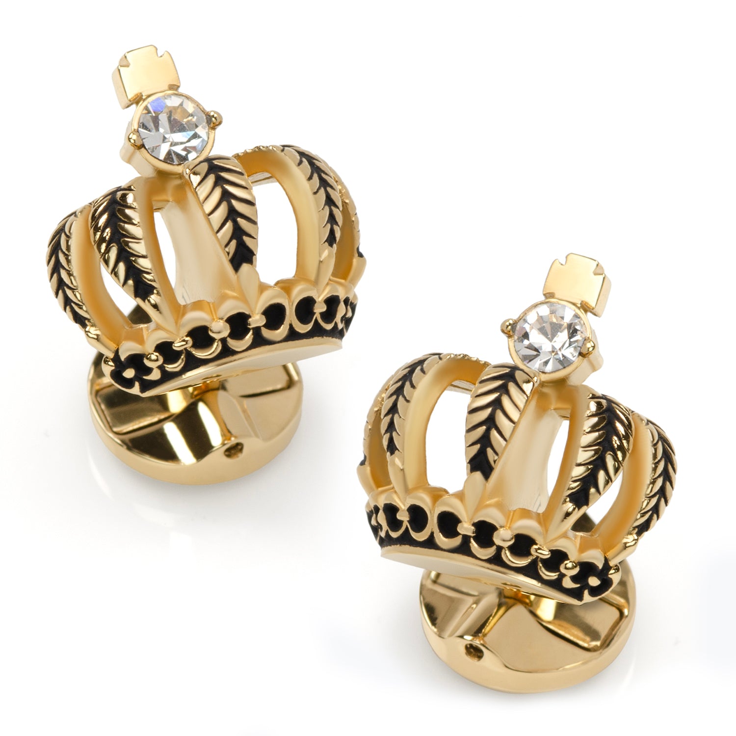 VDP 3D Crown Gold Crystal Stud Set Image 4