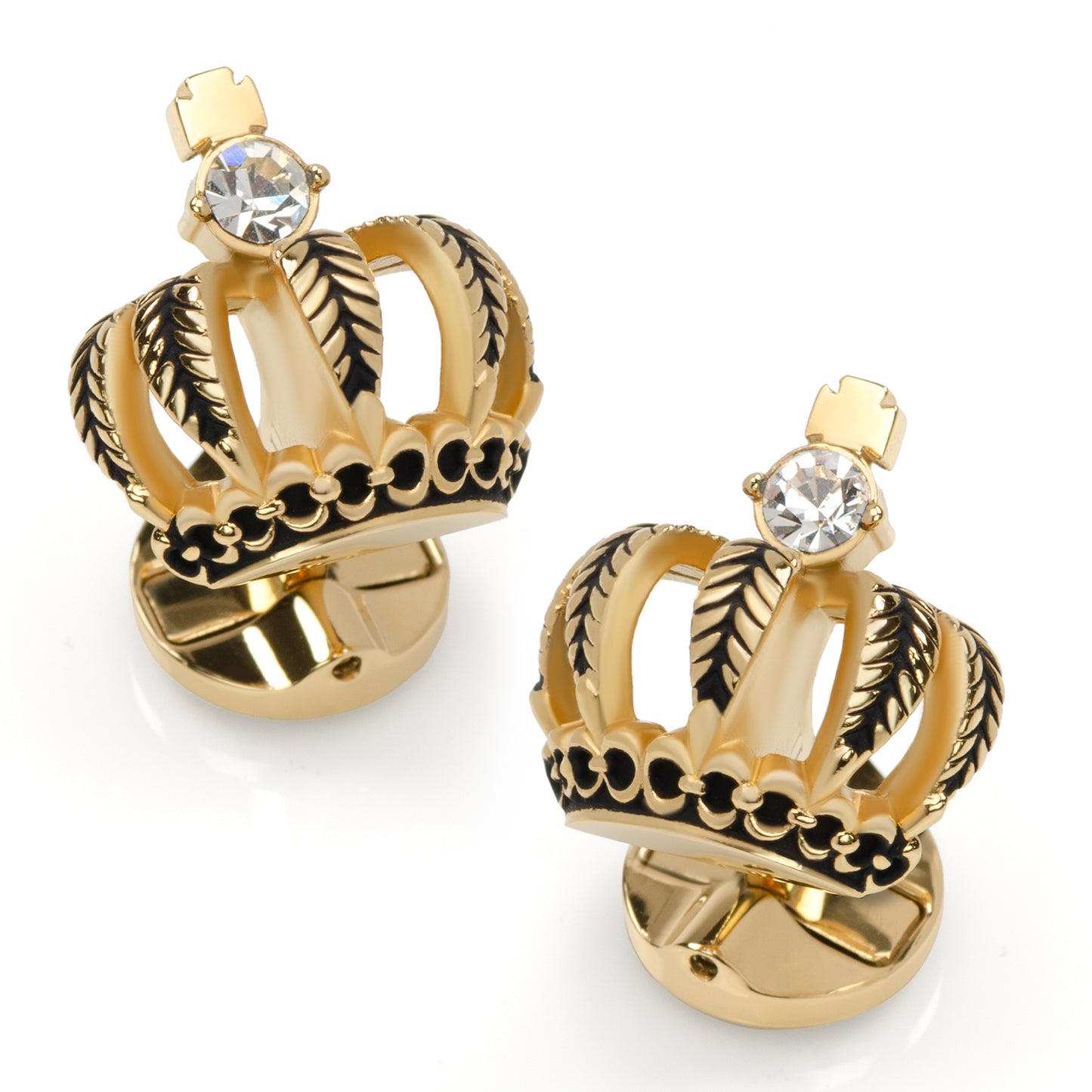 VDP 3D Crown Gold Crystal Stud Set Image 4