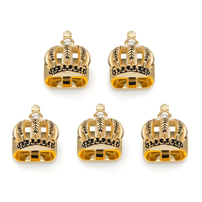 VDP 3D Gold Crown Crystal Studs Image 1