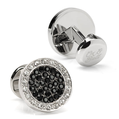 VDP White & Black Pave Crystals Cufflinks Image 3