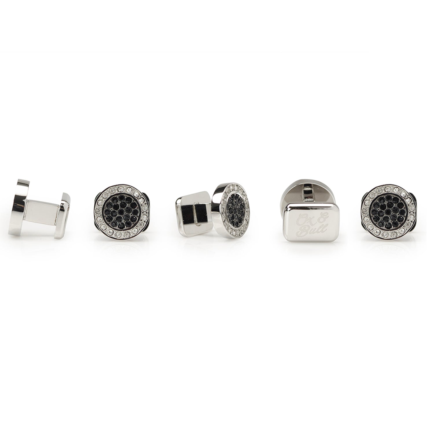 VDP White & Black Pave Crystals Stud Set Image 3