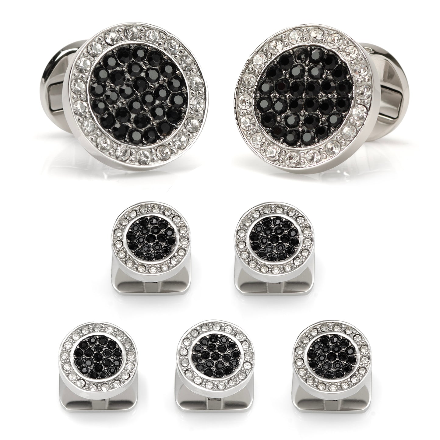 VDP White & Black Pave Crystals Stud Set Image 1