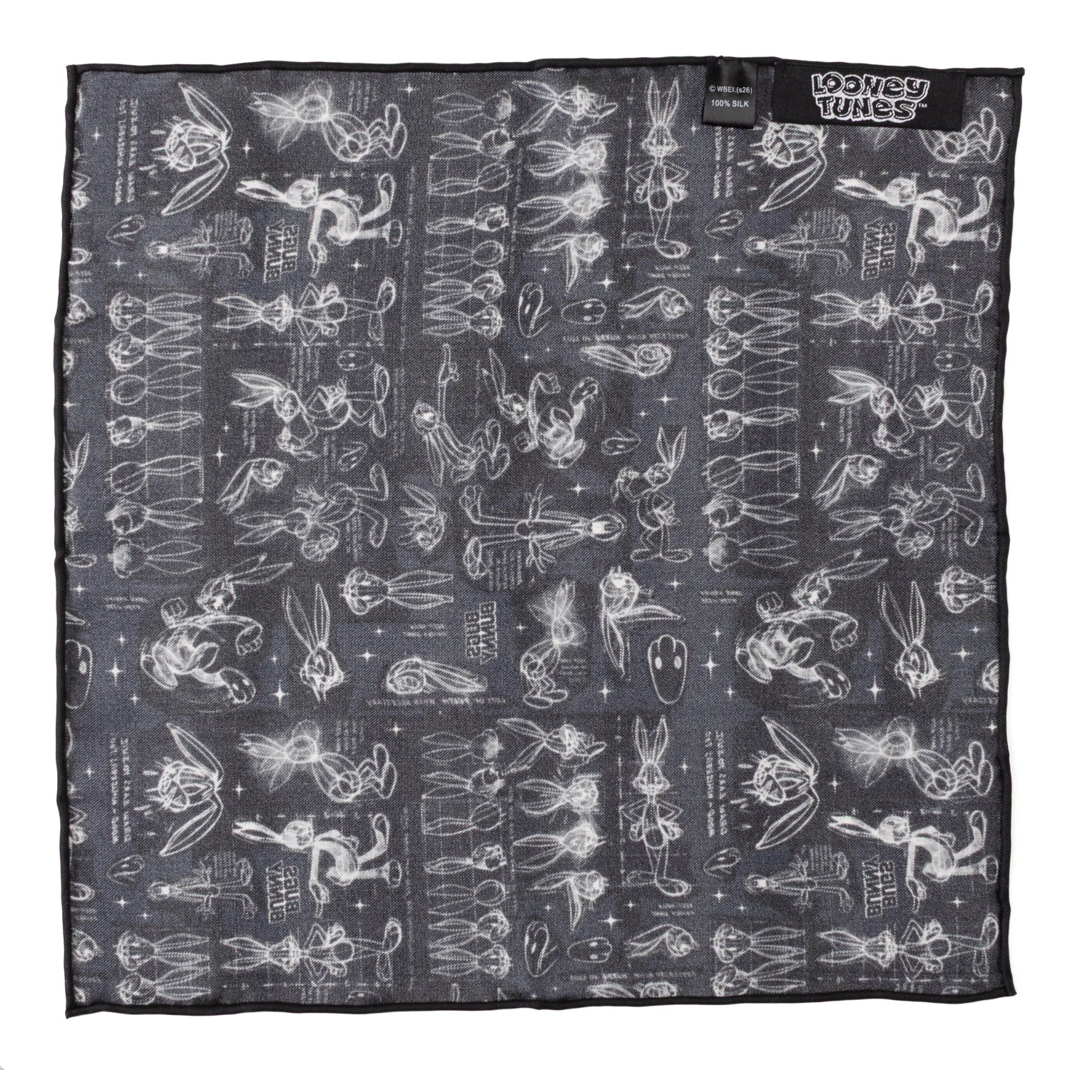Looney Tunes Bugs Bunny Black Pocket Square