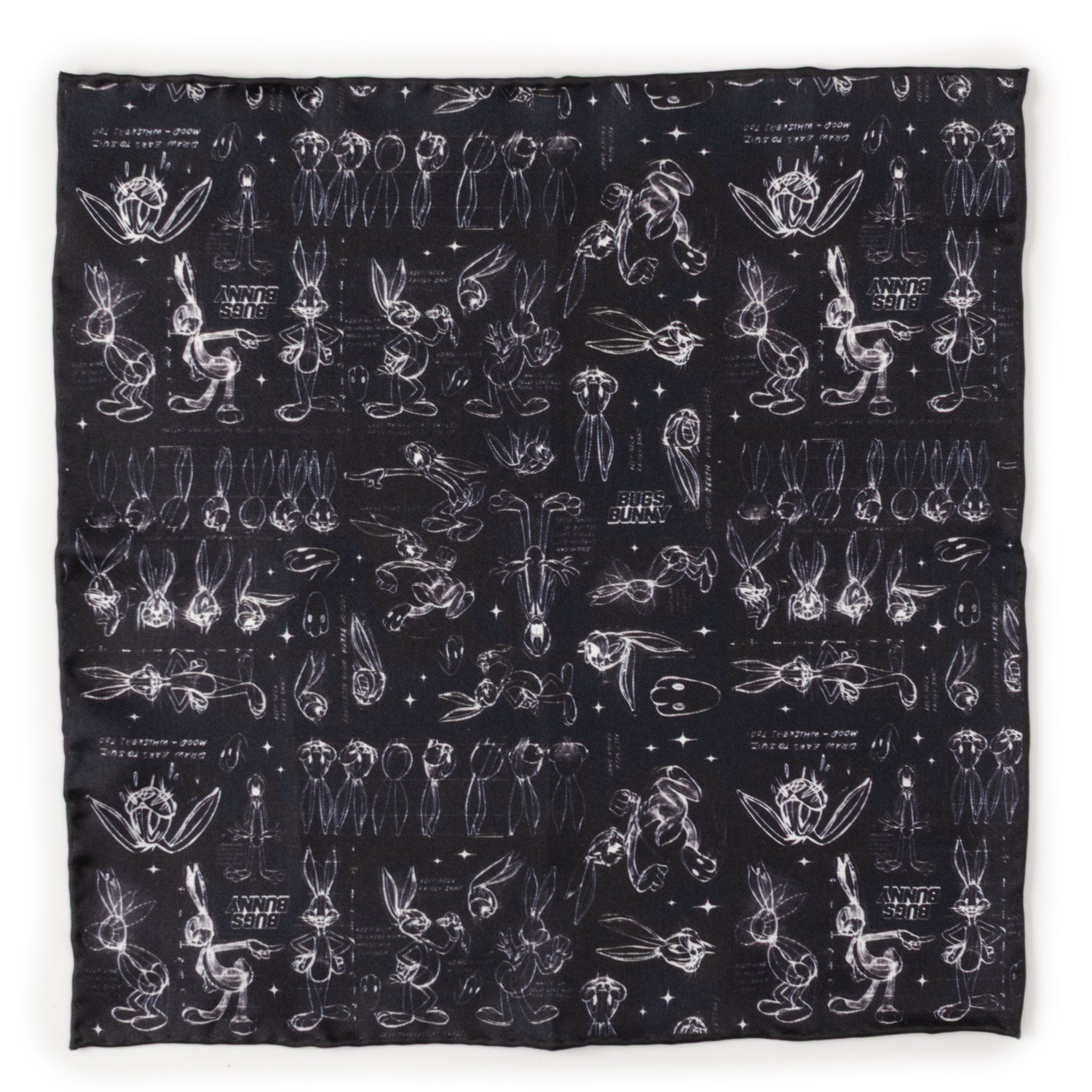 Looney Tunes Bugs Bunny Black Pocket Square