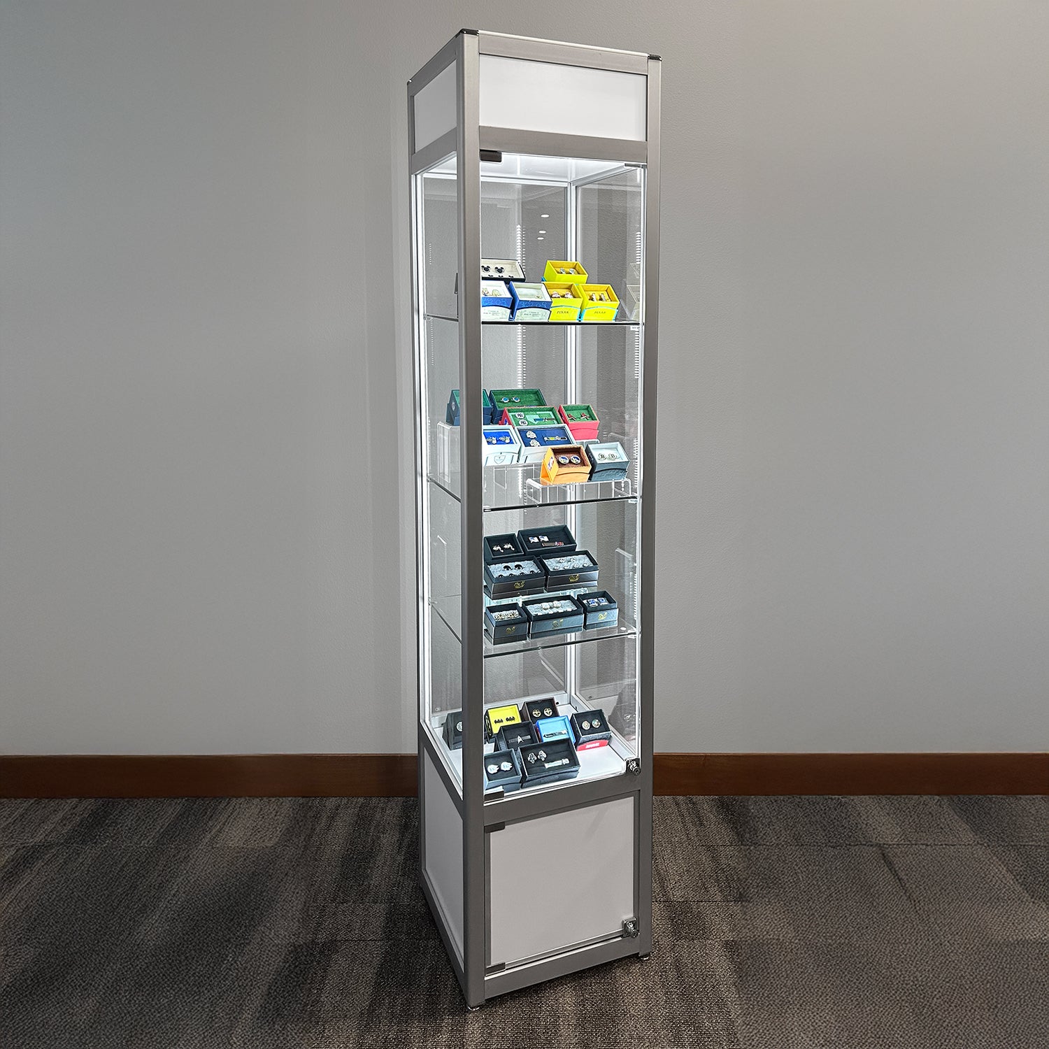 Retail Glass Display White Cabinet With Locking Storage Image 2
