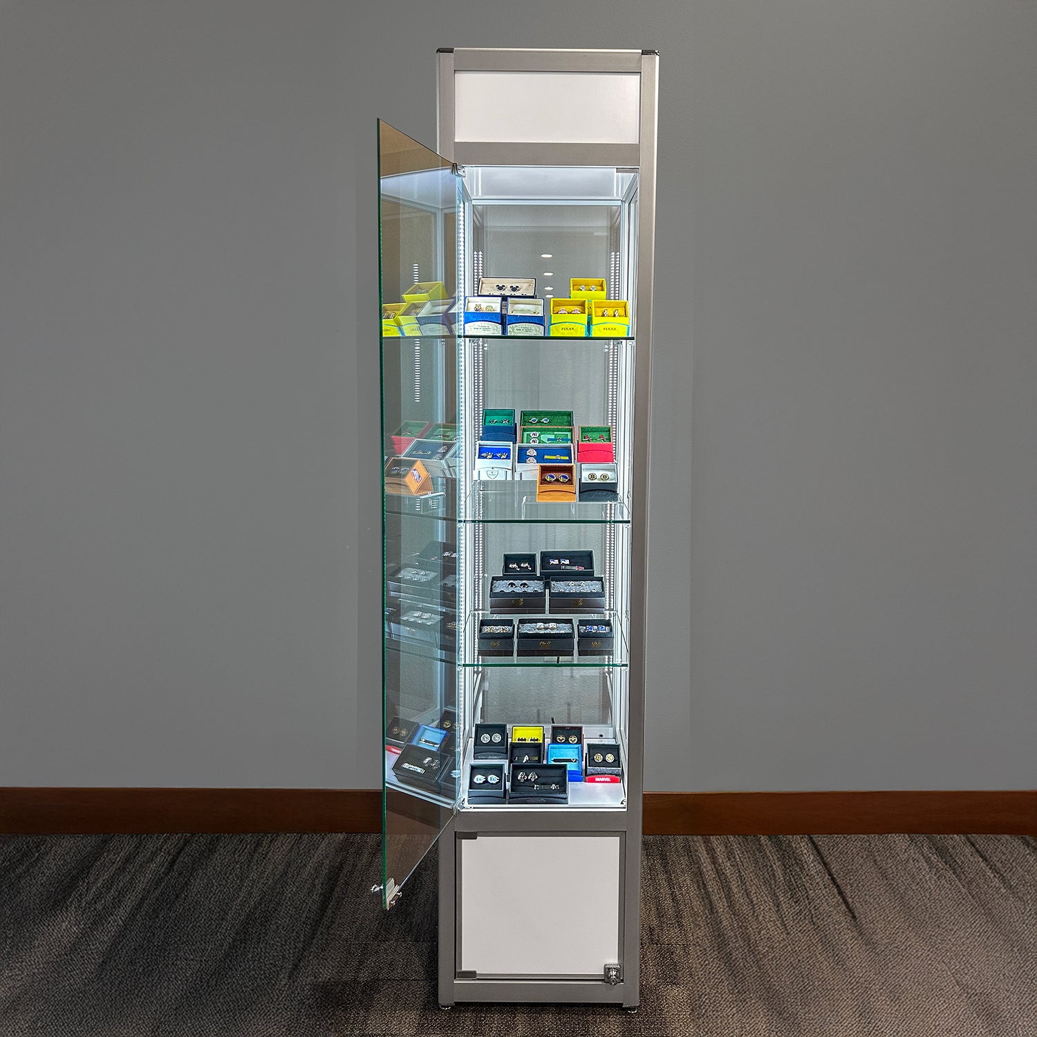 Retail Glass Display White Cabinet With Locking Storage Image 3