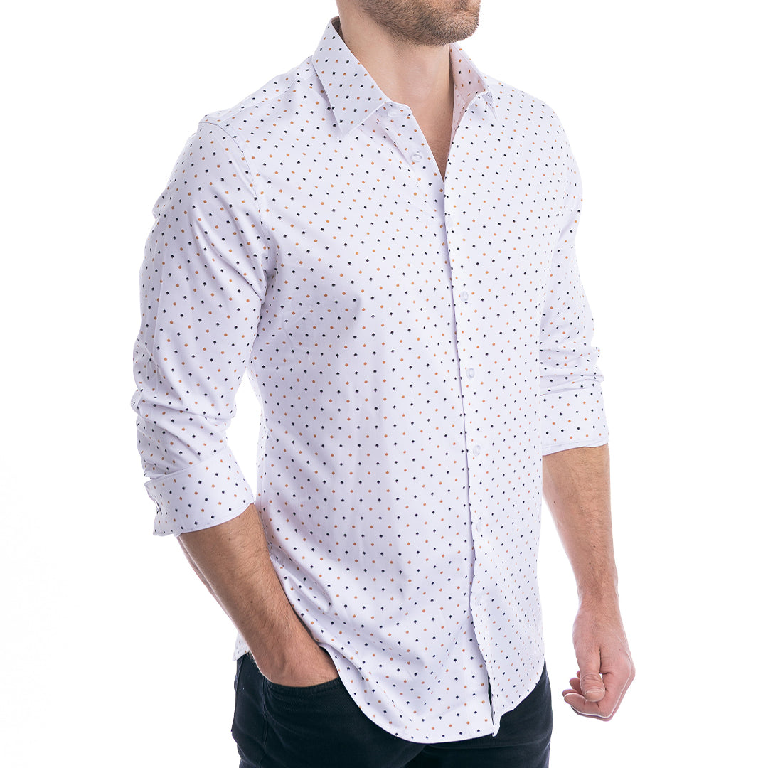 goTIELESS Ultimate Dress Shirt (White Royal Palm)