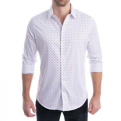goTIELESS Ultimate Dress Shirt (White Royal Palm)