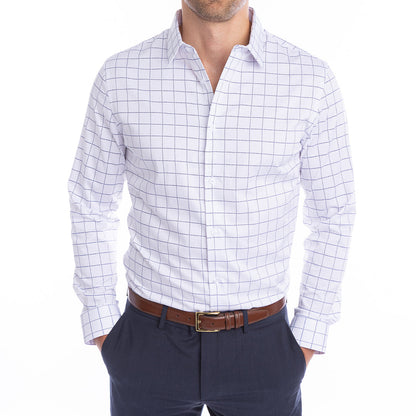 goTIELESS Ultimate Dress Shirt (White/Navy Windowpane)