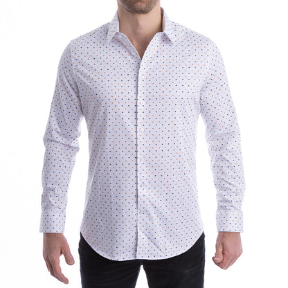 goTIELESS Ultimate Dress Shirt (White Royal Palm)