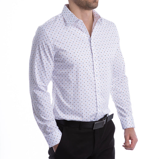 goTIELESS Ultimate Dress Shirt (White Royal Palm)