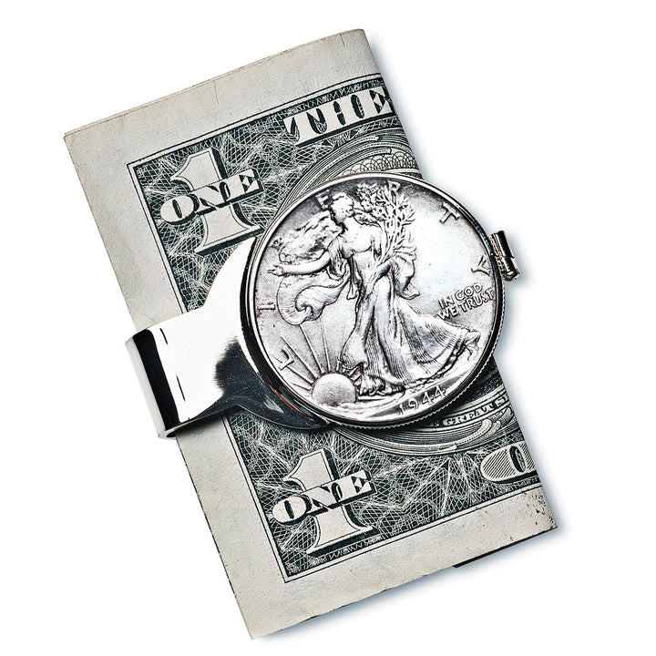Silver Walking Liberty Half Dollar Silvertone Coin Money Clip Image 4