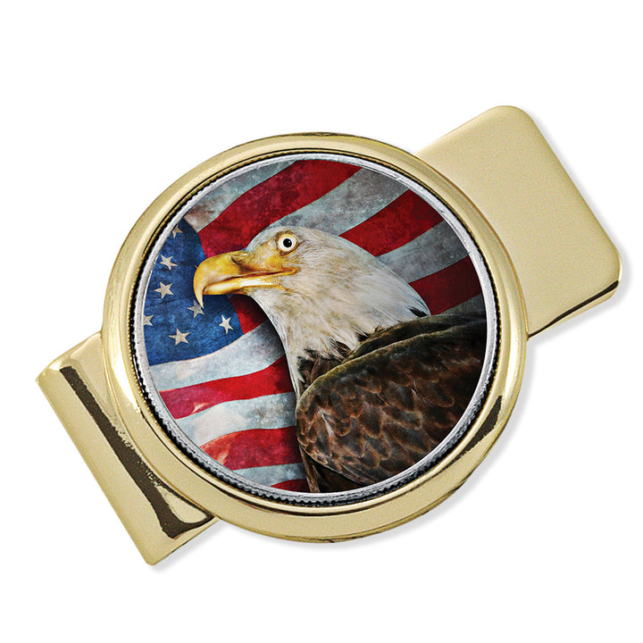 American Bald Eagle Colorized JFK Half Dollar Goldtone Money Clip Image 2