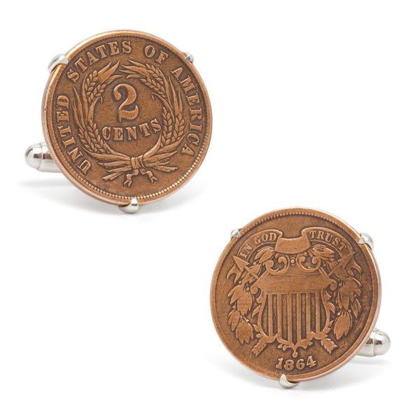 Two Cent Civil War Era Coin Cufflinks Image 1