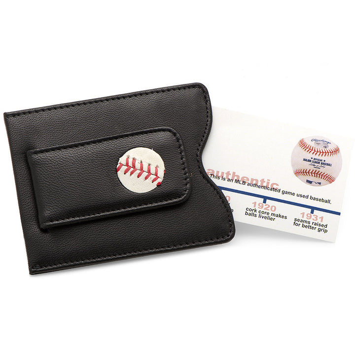 Chicago Cubs Game Used Baseball Money Clip Wallet Image 3