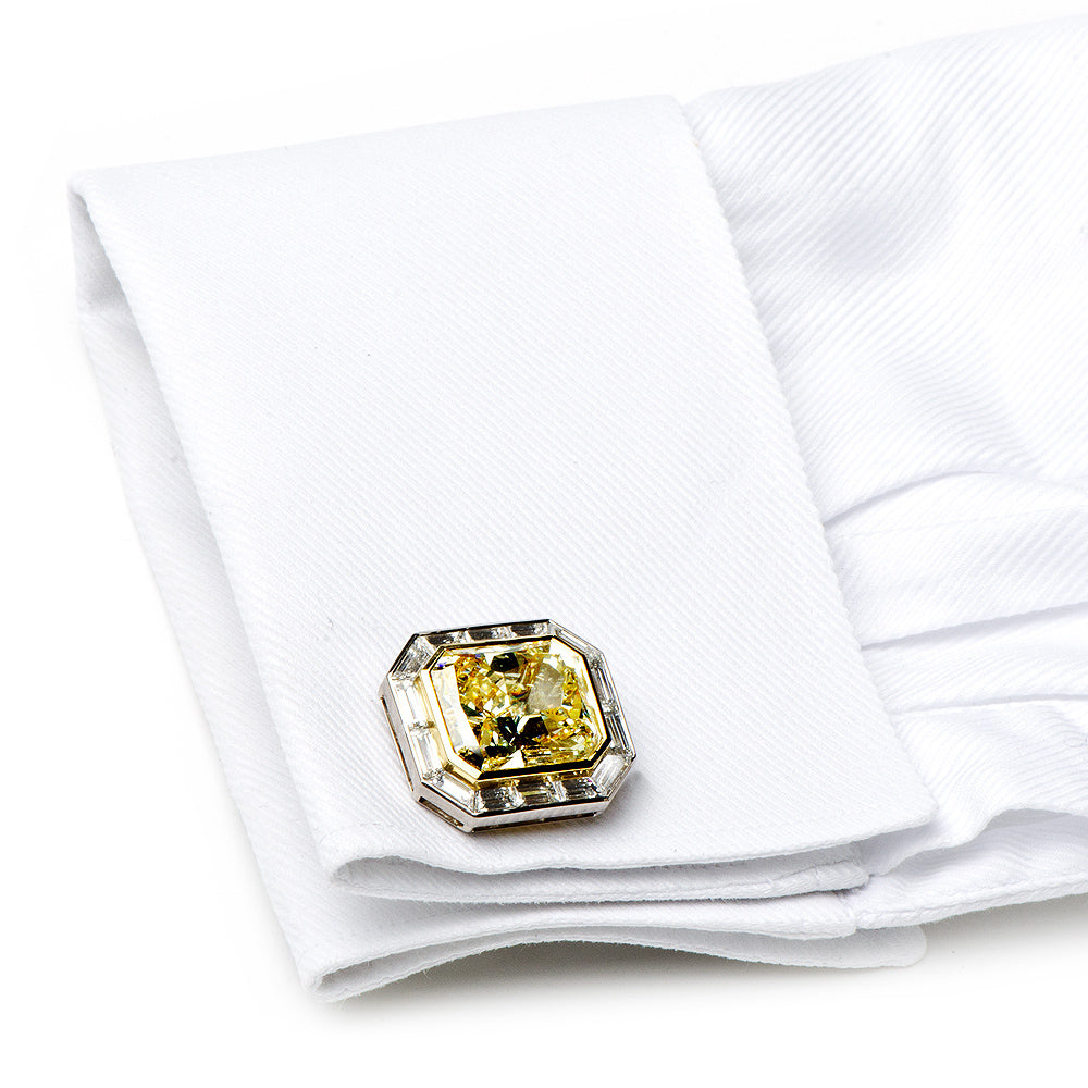 Emerald Cut Canary Diamonds Octagon Cufflinks Cufflinks