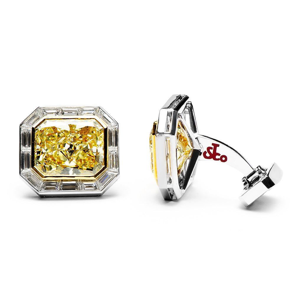 Emerald Cut Canary Diamonds Octagon Cufflinks Cufflinks