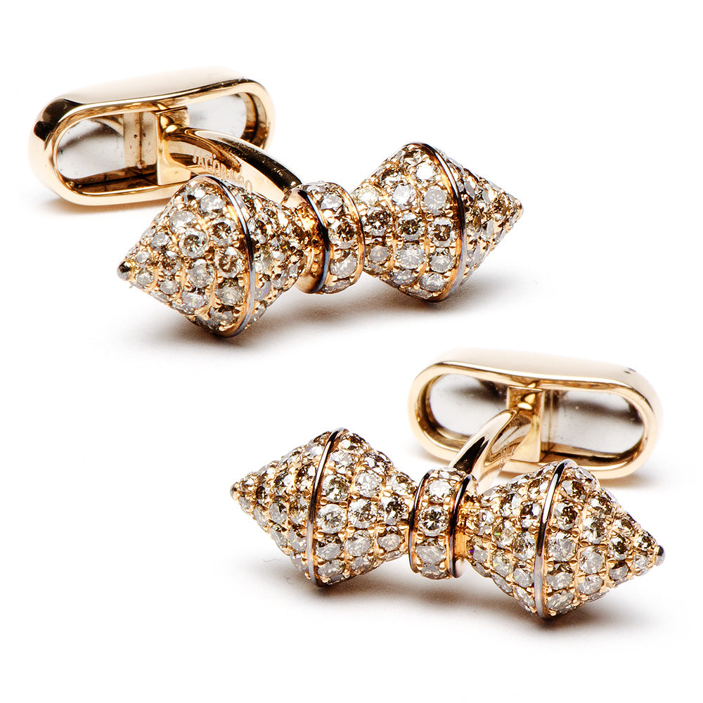 18K Rose Gold & 5.45CT Diamonds Barbell Cufflinks Image 1